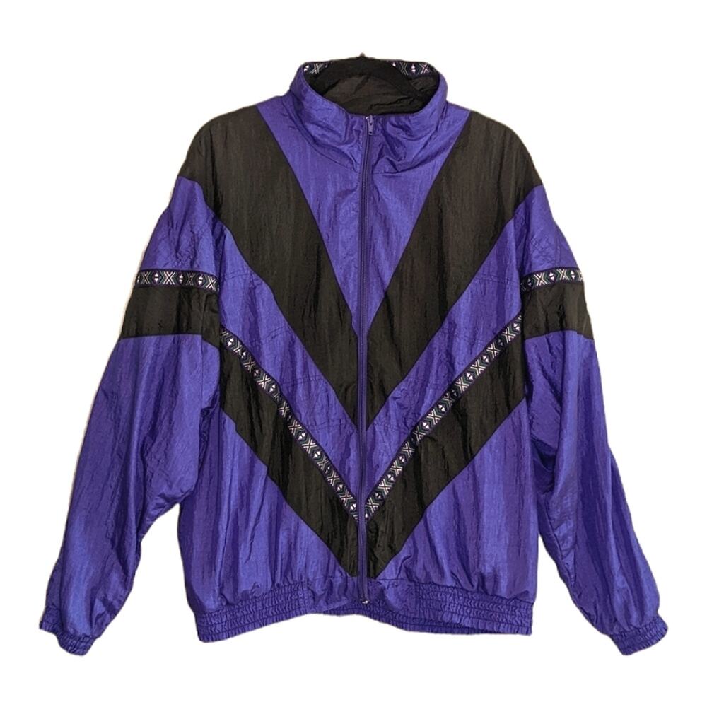 Bocoo windbreaker vintage 80s purple and black sz XL